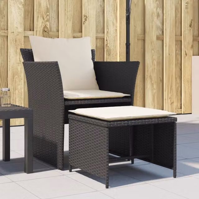 Poltrona da giardino moderna vidaXL in rattan e metallo nero opaco