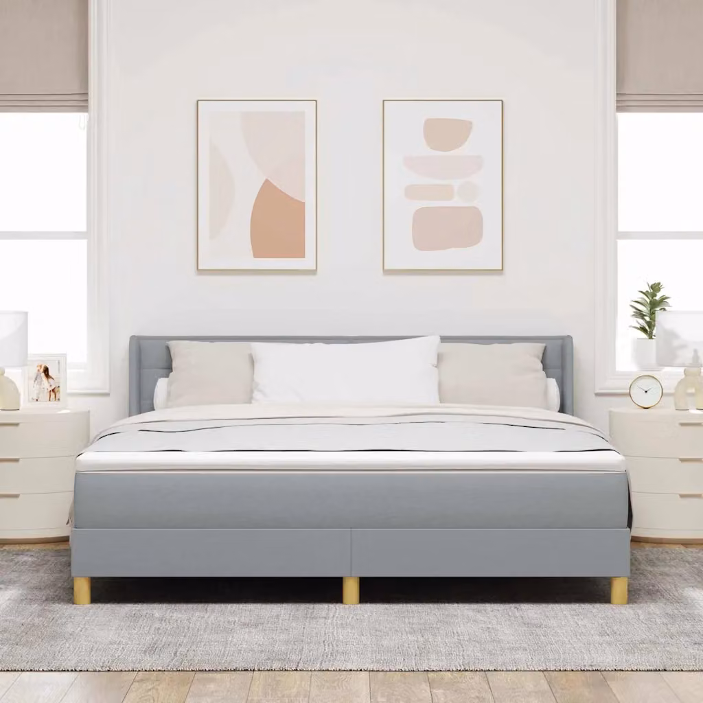 Letto a molle con materasso vidaXL in tessuto Grigio chiaro L 180 x P 200 cm