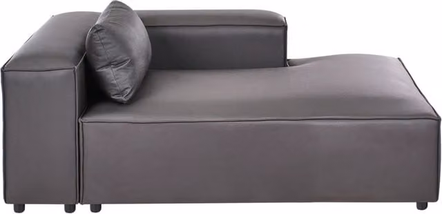 Chaise Lounge Beliani Moderna Lato Sinistro con Rivestimento in Ecopelle Nero e Tessuto – 1