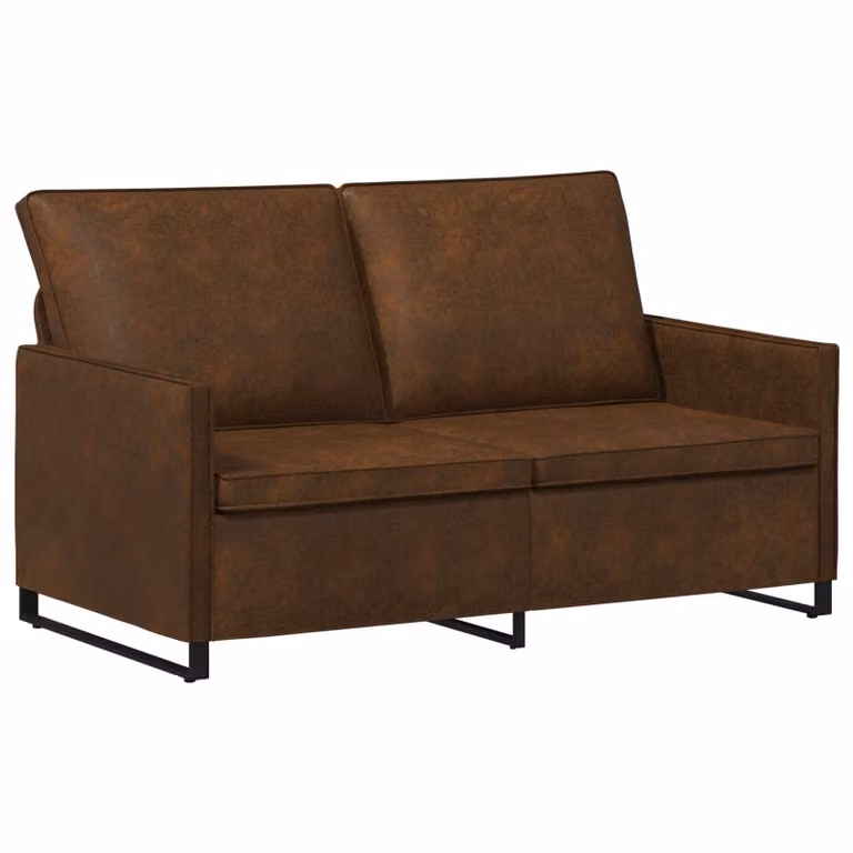 vidaXL Divano a 2 posti moderno in marrone con struttura in metallo e poggiatesta regolabile L: 150 cm, P: 81 cm, H: 82 cm
