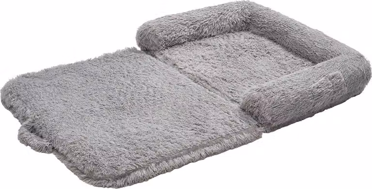 Letto per cani SucceBuy per umani e cani, 181x111x24 cm, letto oversize in memory foam, con tasca laterale, maniglia e cerniera, sfoderabile, lavabile in lavatrice, morbido pelo alto, grigio scuro