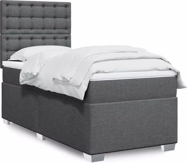 Giroletto a molle con materasso vidaXL in tessuto grigio e bianco L 200 cm x P 90 cm
