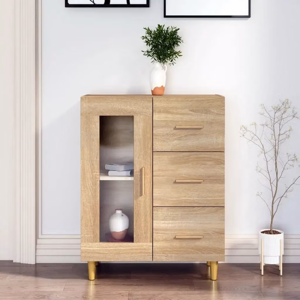 Credenza Buffet da pranzo in Legno Multistrato Rovere Sonoma, L: 69,5 cm, P: 34 cm, H: 90 cm – 2
