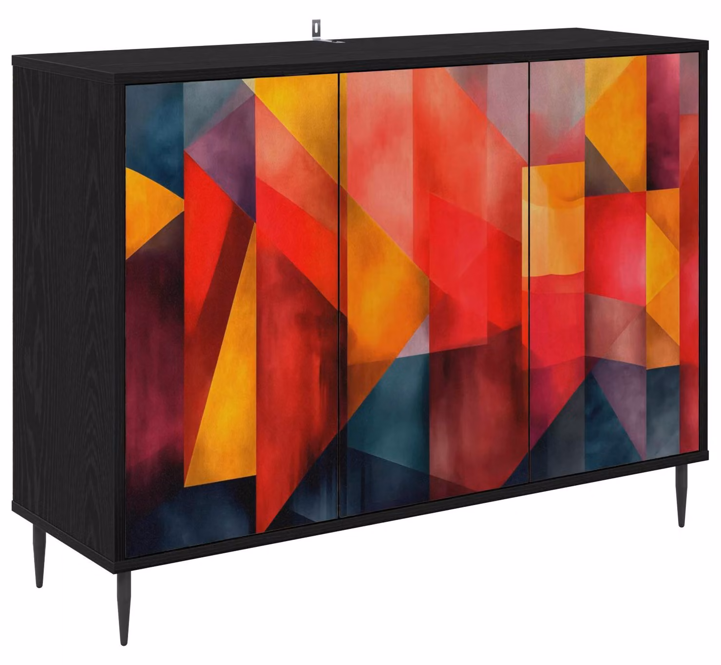 Mobile contenitore HEESCH, finitura effetto legno di quercia nero, dimensioni 102 x 33 x 76 cm