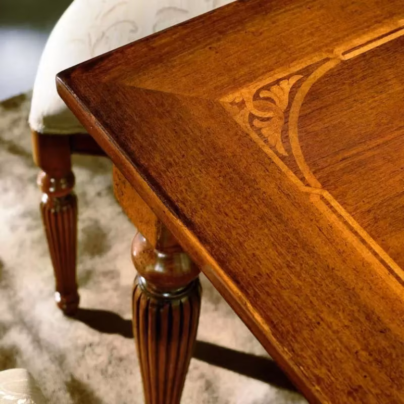 Tavolo rettangolare allungabile in legno intarsiato Bassano marrone Mobili 2G L: 160 cm, P: 90 cm, H: 77 cm – 3