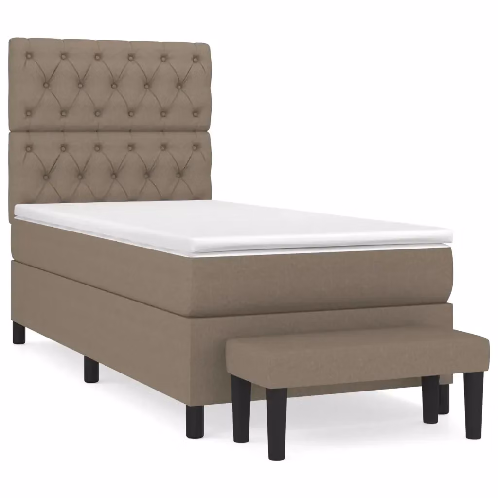 Letto Ibrido vidaXL con Giroletto a Molle e Materasso in Tessuto Beige e Bianco L/P/H: 203 x 80 x 128 cm – 2