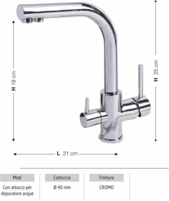 Miscelatore per acqua filtrata da cucina Effezeta Italia colore argento/cromo