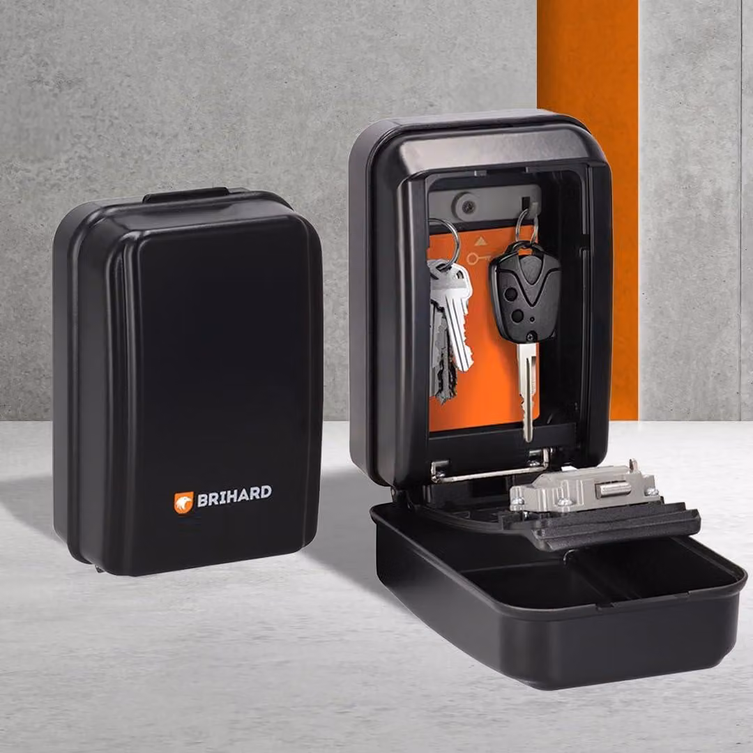 Armadietto nero XL per chiavi, resistente alle intemperie, con chiusura meccanica