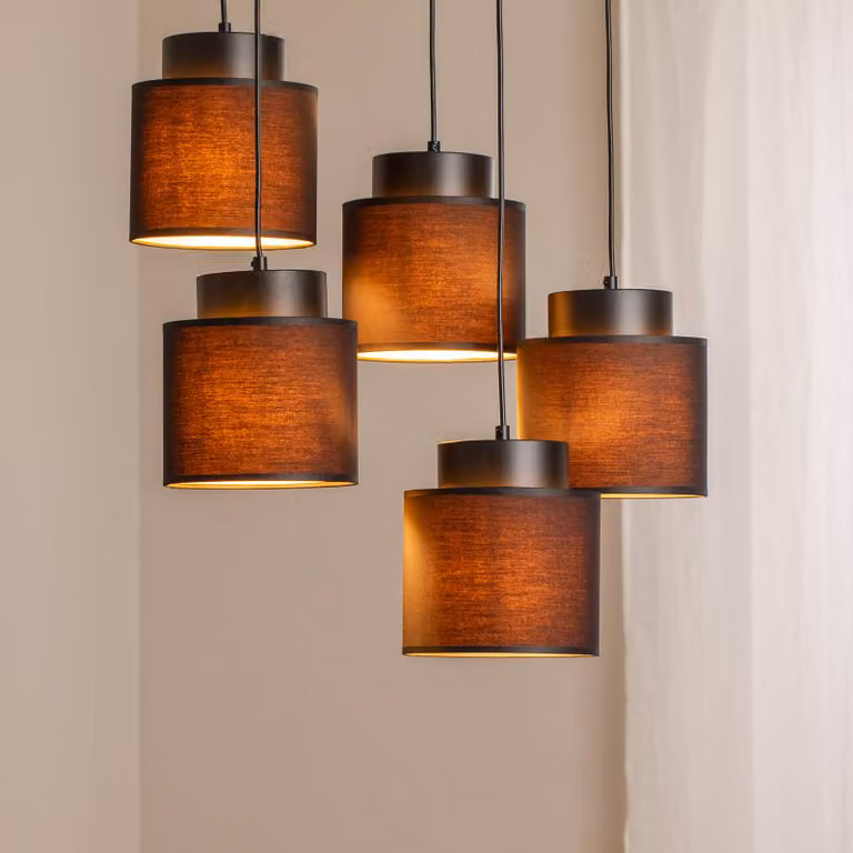 Lampada a sospensione Soho Luminex, dimmerabile, Nero, Soggiorno / Sala da pranzo, Tessuto / Stoffa / Seta, Moderno, Lampada a sospensione