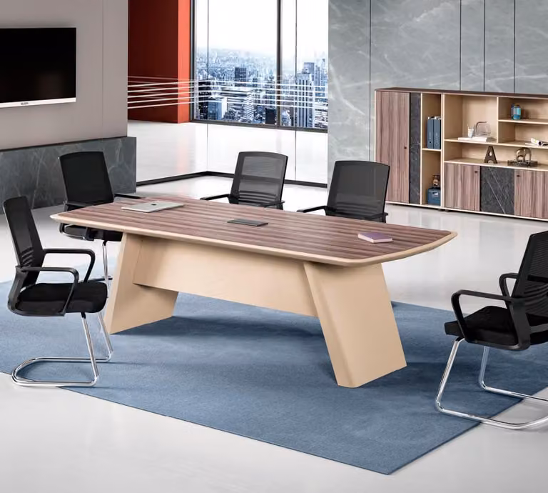 Groß Konferenztisch Bürotisch Arbeitstisch Schreibtisch Holz Beige