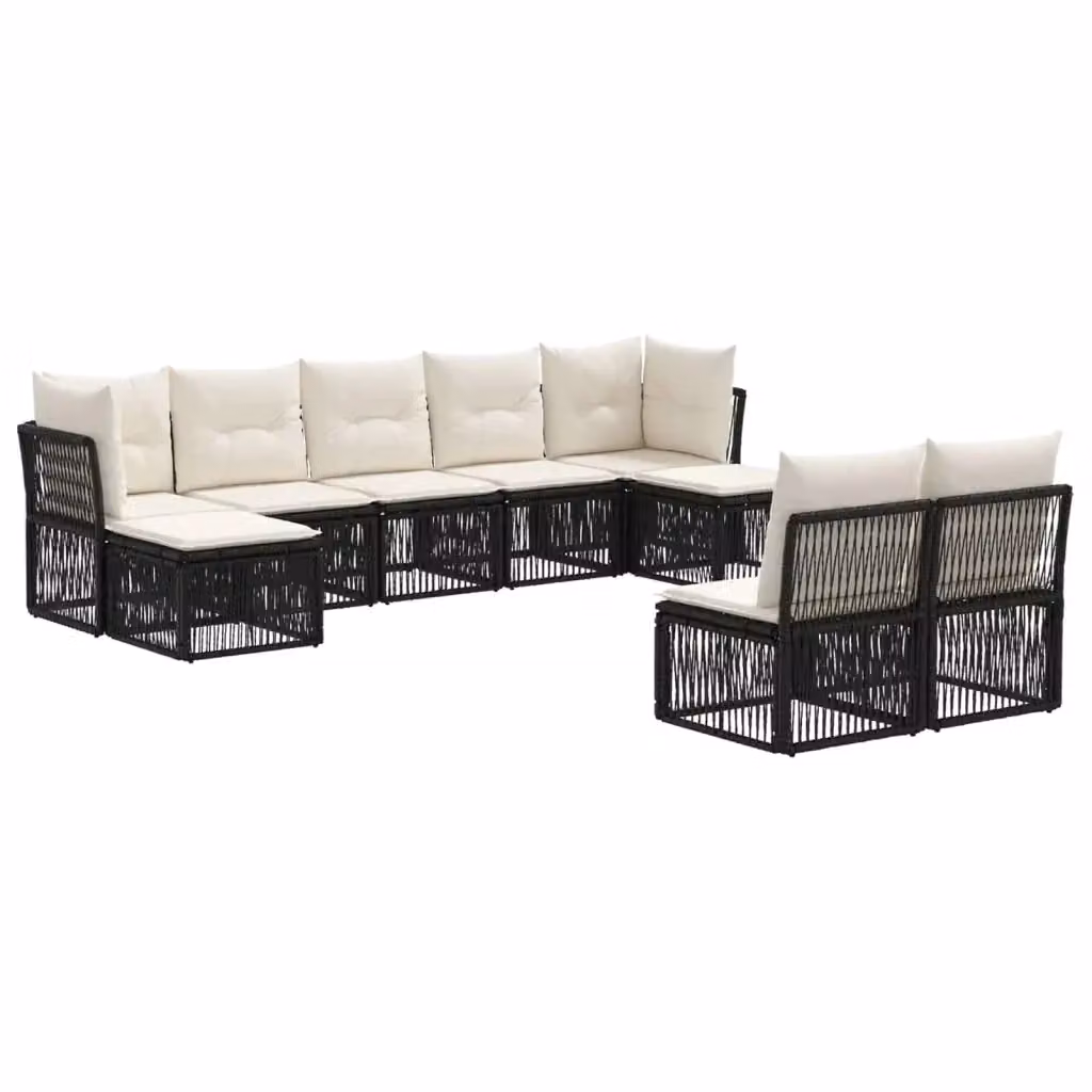 Set Divano da Giardino a Forma di U con Poltrone e Ottoman vidaXL Nero 9 Pezzi – 2