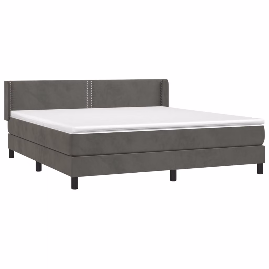 Giroletto a Molle con Materasso Grigio Scuro 180x200 cm Velluto