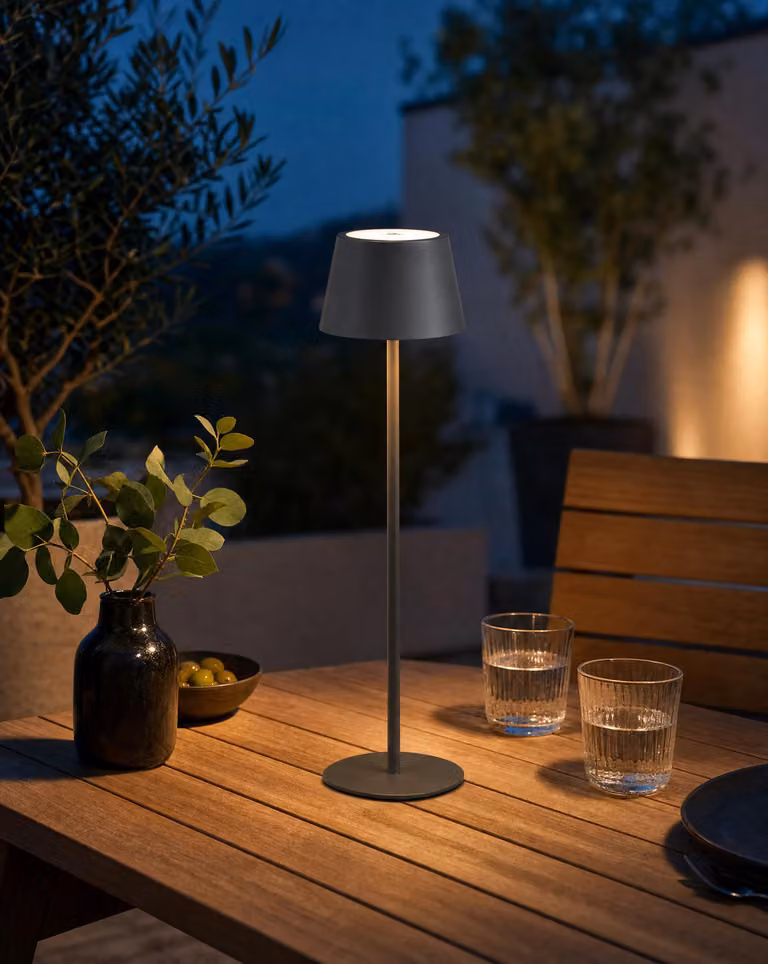 Lampada da tavolo a LED lampada a bottiglia 3in1 altezza massima 45 cm luce bianca calda (3000K) grigio