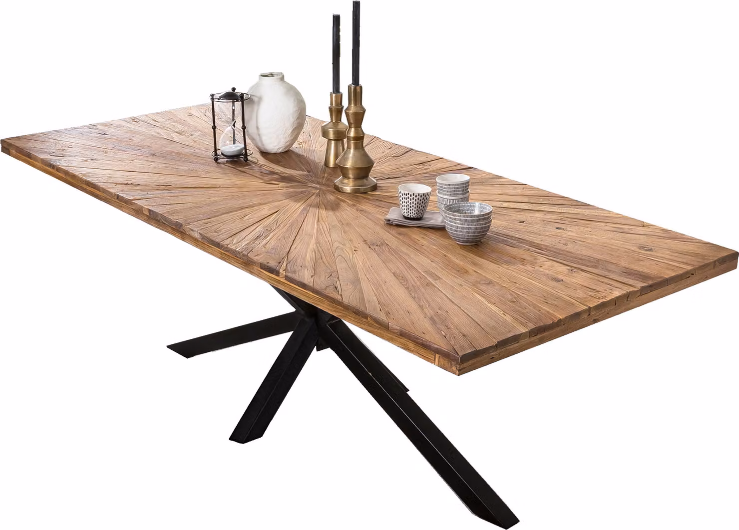 Tavolo da pranzo SIT Möbel in teak | 200 x 100 cm | piano naturale spesso 50 mm | struttura in metallo nero antico | L 200 x P 100 x H 79 cm | 15262-11 | serie TABLES & CO