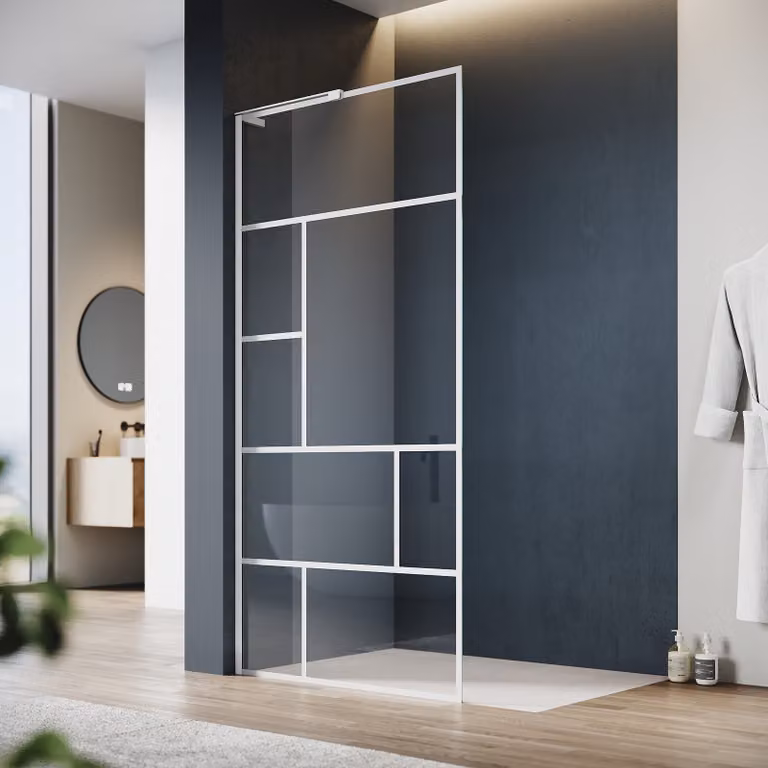 Cabina doccia SONNI 100x200cm walk in shower NANO 6 mm monofacciale, cabina doccia in vetro facile da pulire - bianco