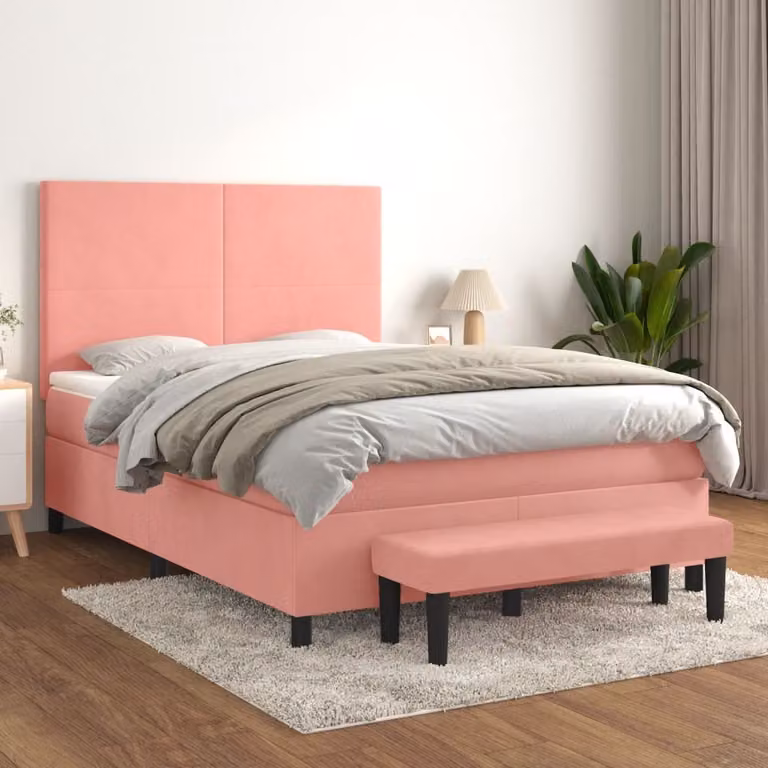 Maison Exclusive - Letto boxspring con materasso Rosa 140x200 cm Velluto