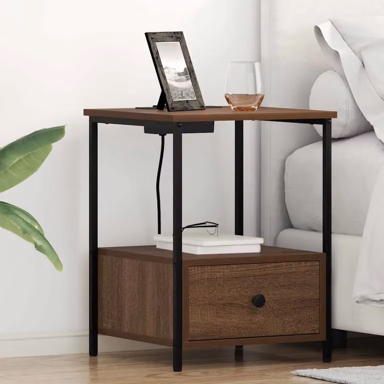Set di 2 Armadi da Notte vidaXL in Rovere Marrone L 42 cm, P 41 cm, H 56 cm
