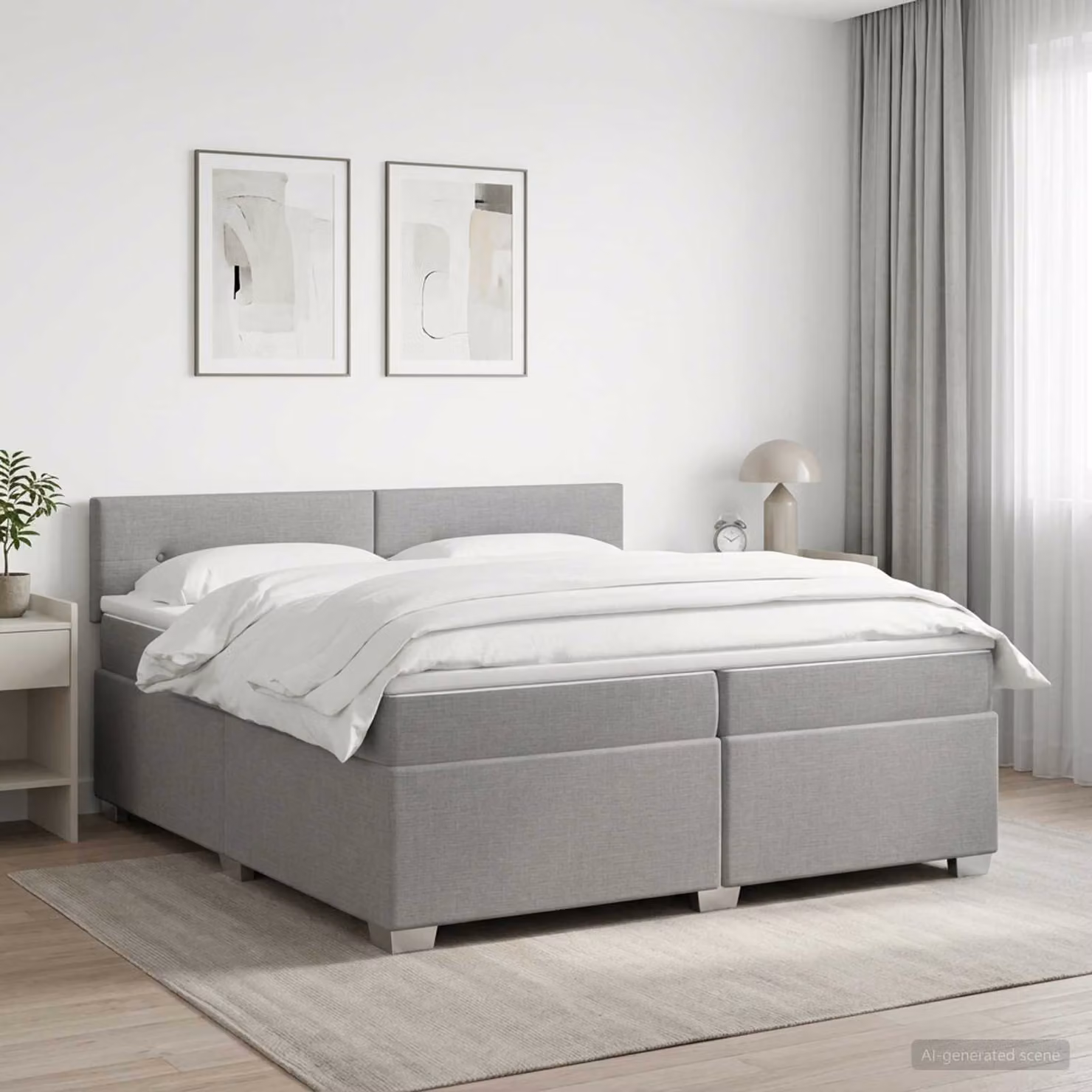 Letto box spring con materasso ibrido vidaXL Grigio e Bianco L/P: 200 x 200 cm