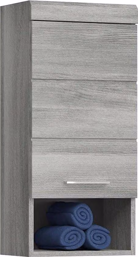 Armadietto a parete effetto legno, colore grigio, 37 x 79 x 24 cm