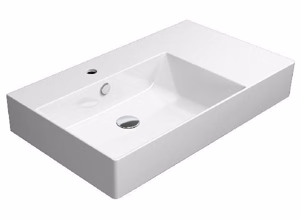Sapho GSI Kube X - Lavabo 800x470 mm, con 1 foro per rubinetto a sinistra, ExtraGlaze, bianco 9456111