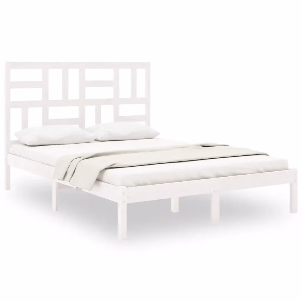 Letto con Giroletto Bianco in Legno di Pino Massello vidaXL L/P: 120 x 200 cm – 2