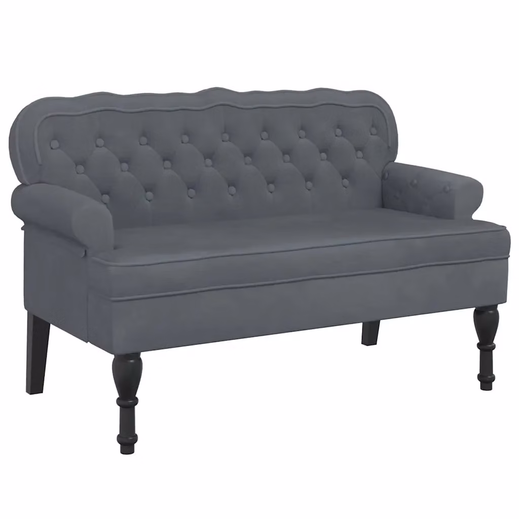 Panca con Schienale vidaXL in Velluto Grigio L: 119,5 cm, P: 64,5 cm, H: 75 cm – 2