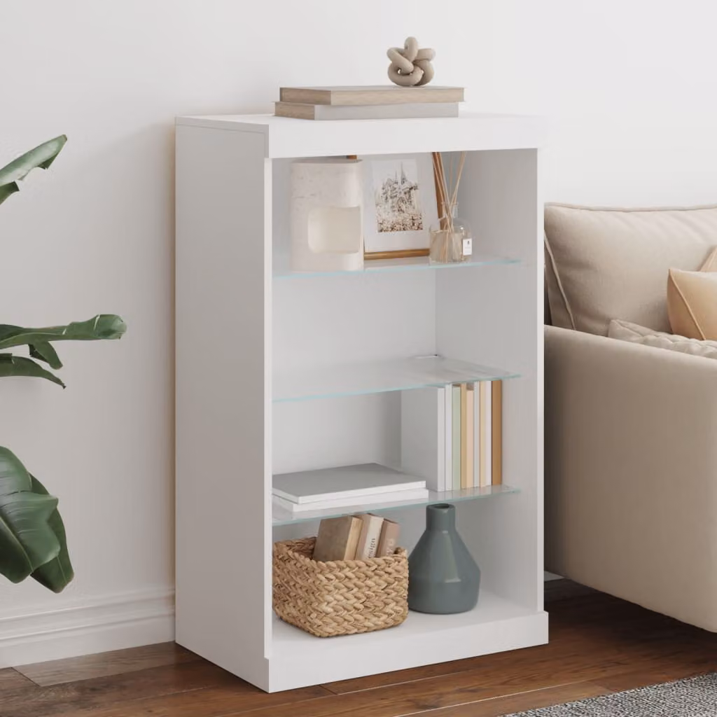 Credenza moderna vidaXL bianca con luci LED integrata da appendere al muro L: 60,5 cm, P: 37 cm, H: 100 cm