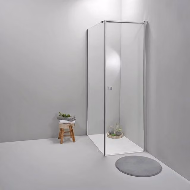 Cabina Box Doccia 90x70 Cm Porta Battente con Lato Fisso Trasparente
