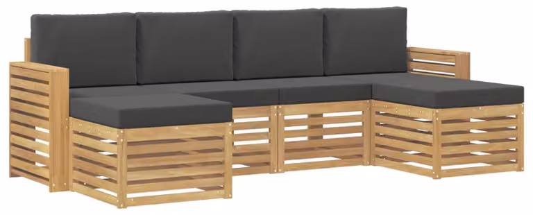 Set di divani da esterno, 6 pezzi, bianco e antracite