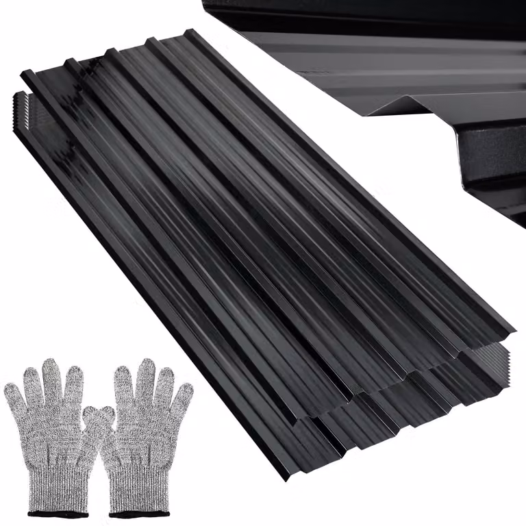 Lastra ondulata - Lamiera ondulata zincata - 129 x 46 cm - 24 pezzi - Antracite - Per tettoia e capanno