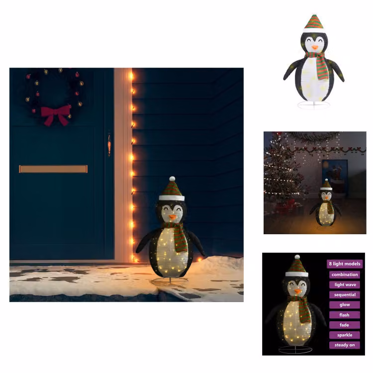 vidaXL decorazione natalizia pinguino figura LED tessuto 60 cm - luci di Natale