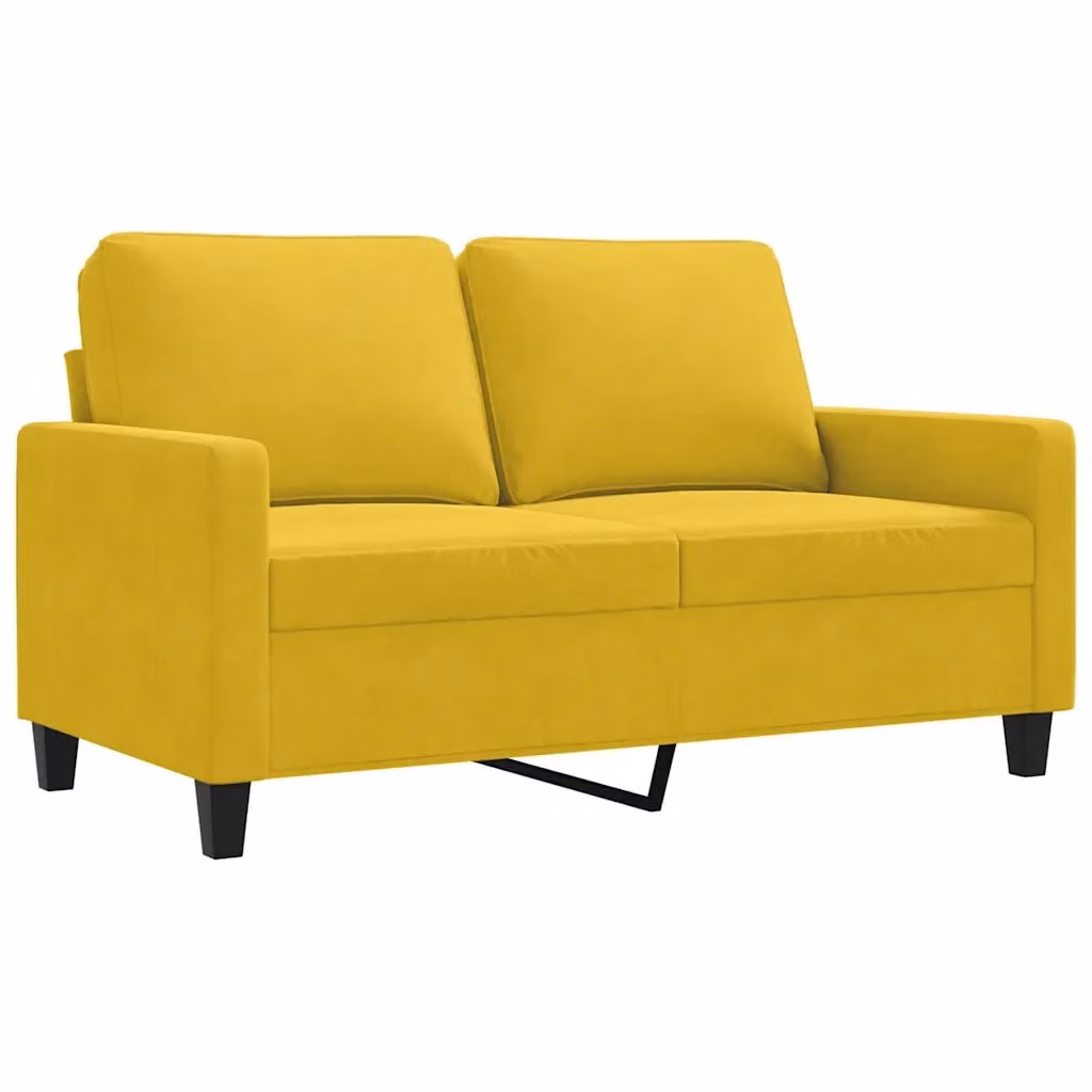 Divano a 2 posti Design Mania in velluto giallo con struttura in metallo per il tuo soggiorno L: 138 cm, P: 80 cm, H: 77 cm – 2