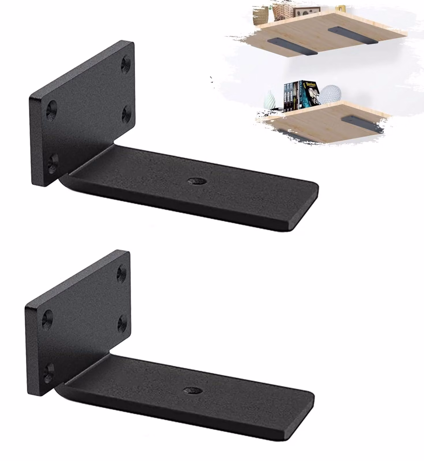 2 supporti per mensole, staffe nere, portamensole in acciaio, supporto industriale per mensole, 10 cm