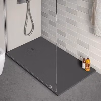 Piatto doccia rettangolare Karen INBAGNO in resina effetto pietra colore antracite L: 120 cm, P: 70 cm