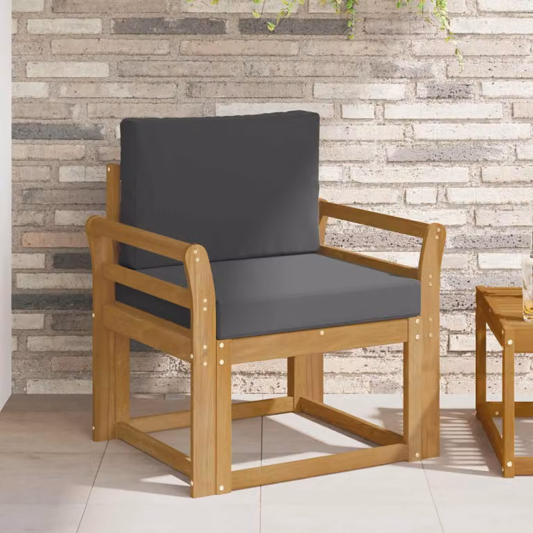 vidaXL Divano da esterno moderno in legno di acacia con tessuto bianco e antracite