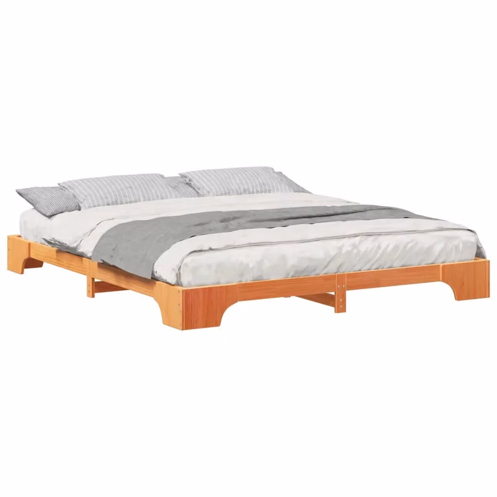 Struttura del letto moderna vidaXL in pino massello marrone L/P/H: 200 x 217 x 207 cm – 2