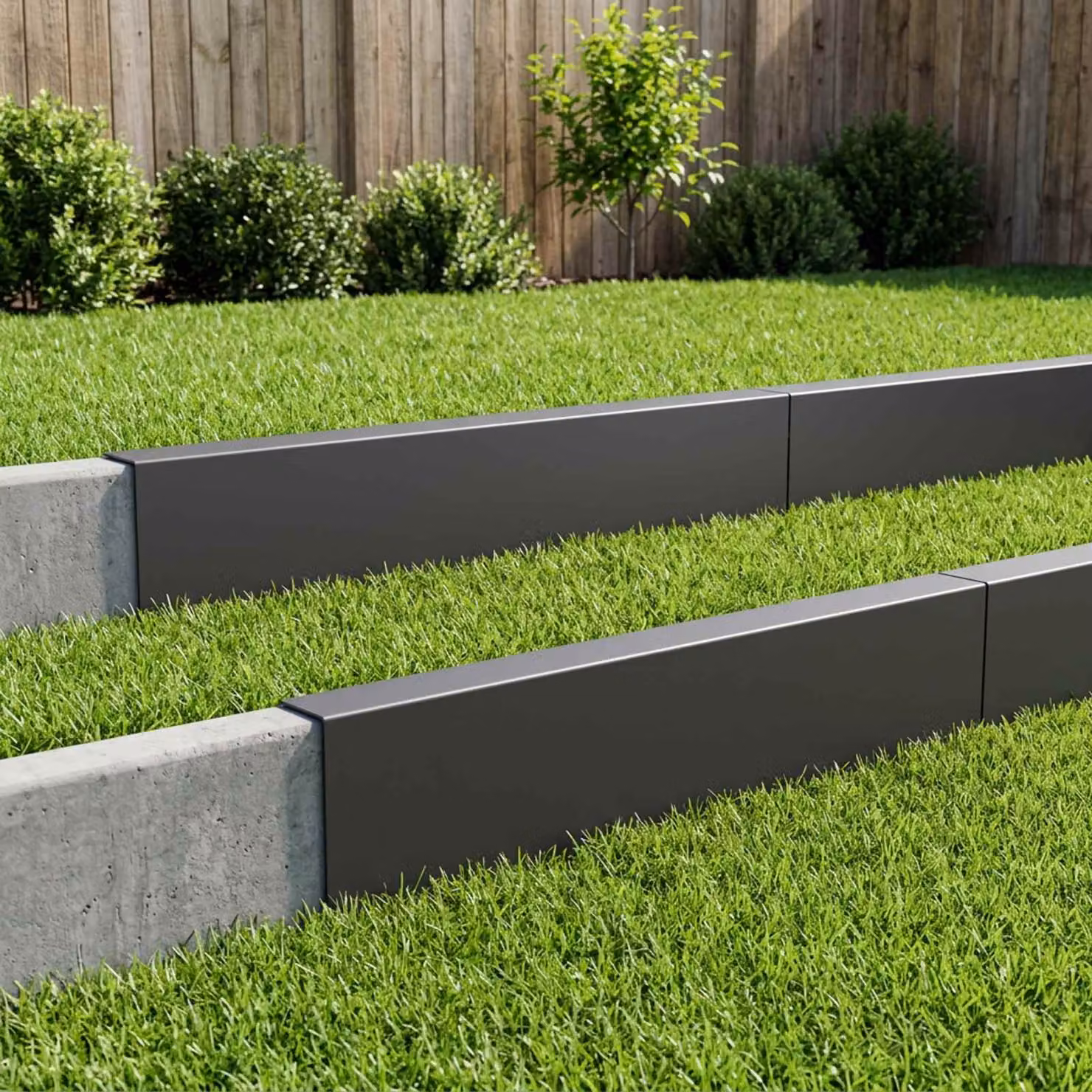 Set di 10 profili di copertura per giardino vidaXL in acciaio, colore antracite o nero, L: 100 cm, P: 5 cm, H: 15 cm