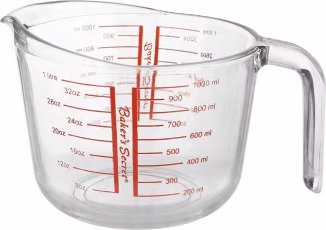Caraffa graduata in vetro trasparente Baker's Secret da 1 litro
