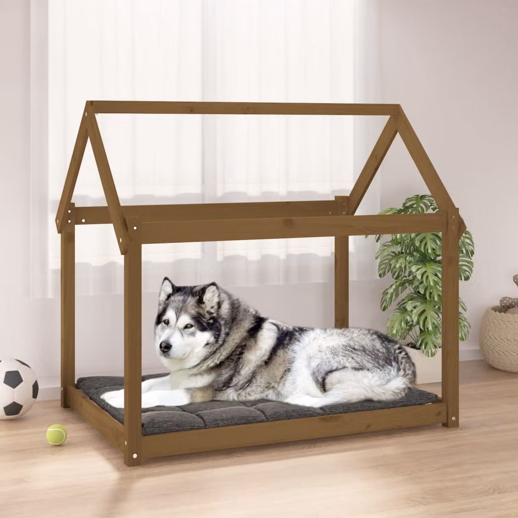 The Living Store Letto per cani Honey brown 111x80x100 cm Pino massiccio