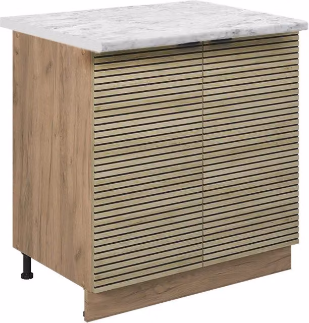Mobiletto base cucina Fame-Line Pannello in quercia/Rovere dorato 80 cm con ripiano, PL Marmo Vicco