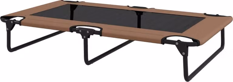 Letto rialzato per animali domestici Moonbite, dimensioni 107 x 61 x 20 cm, con rete in Textilene e tessuto Oxford 600D, struttura in acciaio, pieghevole, ad asciugatura rapida, in poliestere, colore marrone