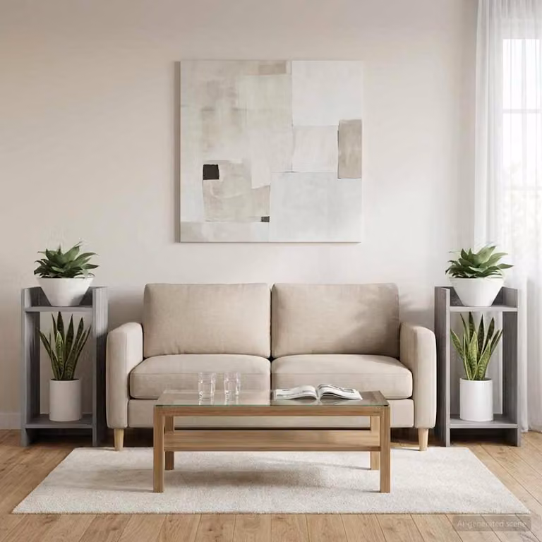 Set di 2 supporti per piante vidaXL in legno MDF grigio, L/P/H: 30 x 30 x 60 cm