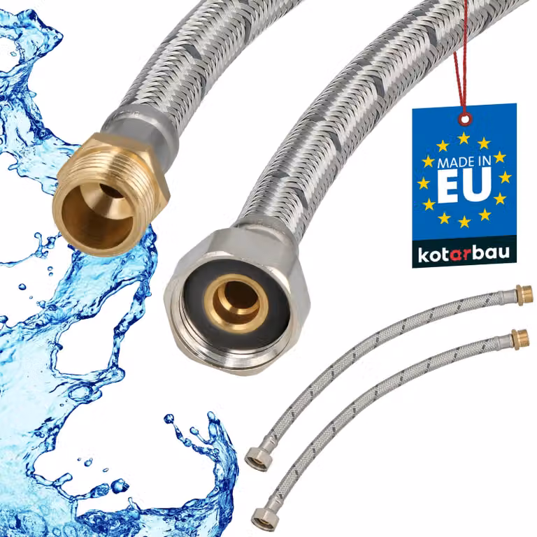 KOTARBAU® 2 Pezzi Tubo Flessibile per Rubinetto 1/2" x 3/8" Rinforzato 40cm Tubo Flessibile Rubinetto Cucina Maschio x Femmina Acciaio Inox