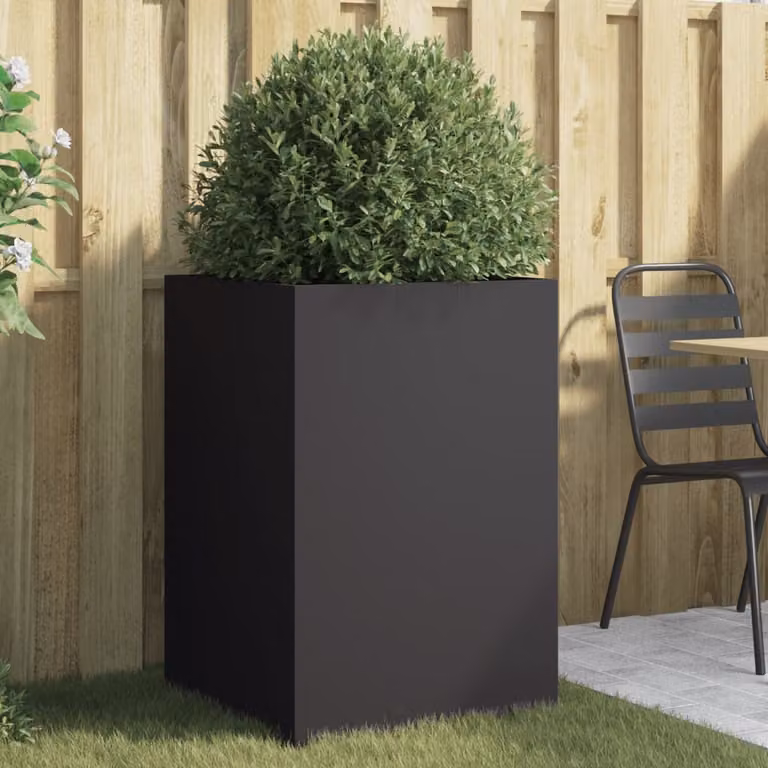 Fioriera vidaXL in acciaio nera L: 52 cm, P: 48 cm, H: 75 cm