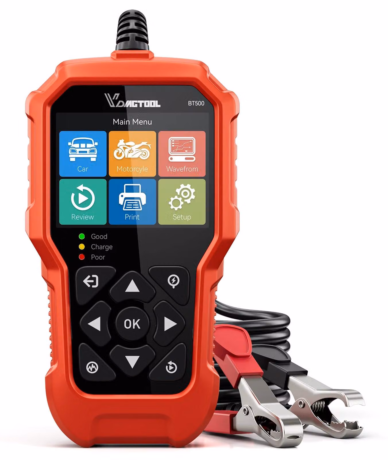 Tester per batterie - BT500 - 12–24 V - 5–3000 CCA - Test di avviamento e di carica - Adatto per batterie automobilistiche - Analisi dei condensatori
