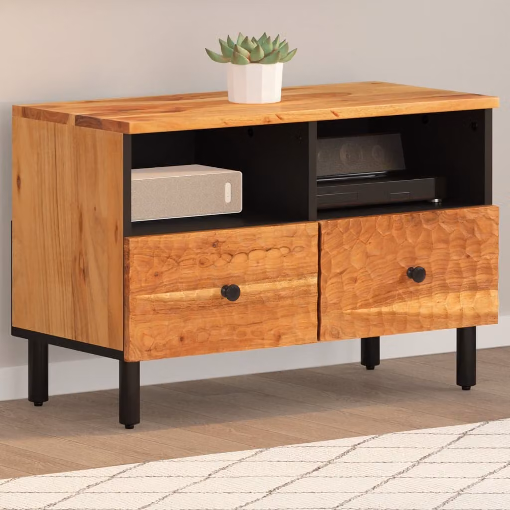 vidaXL Mobile Porta TV Moderno in Legno di Acacia Marrone L 70 cm, P 33 cm, H 46 cm