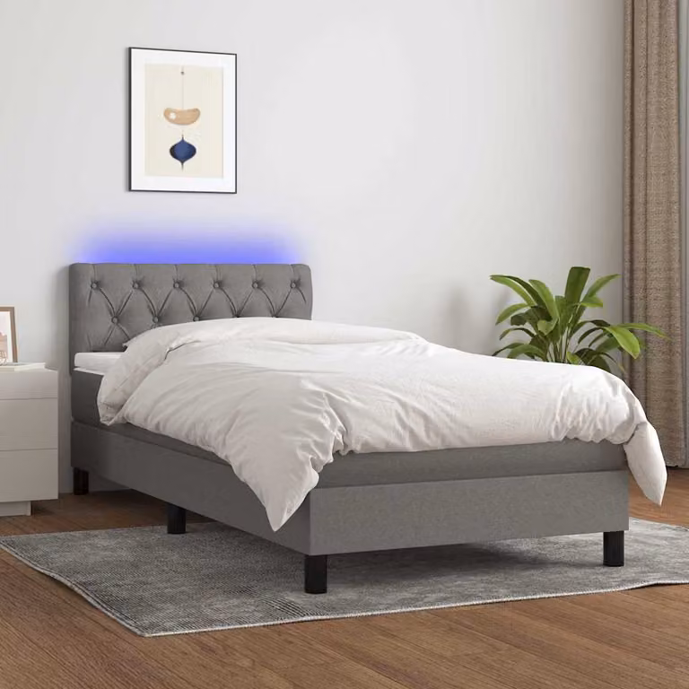 Letto Ibrido con Materasso e Illuminazione LED vidaXL, Grigio Scuro, L 80 x P 200 cm
