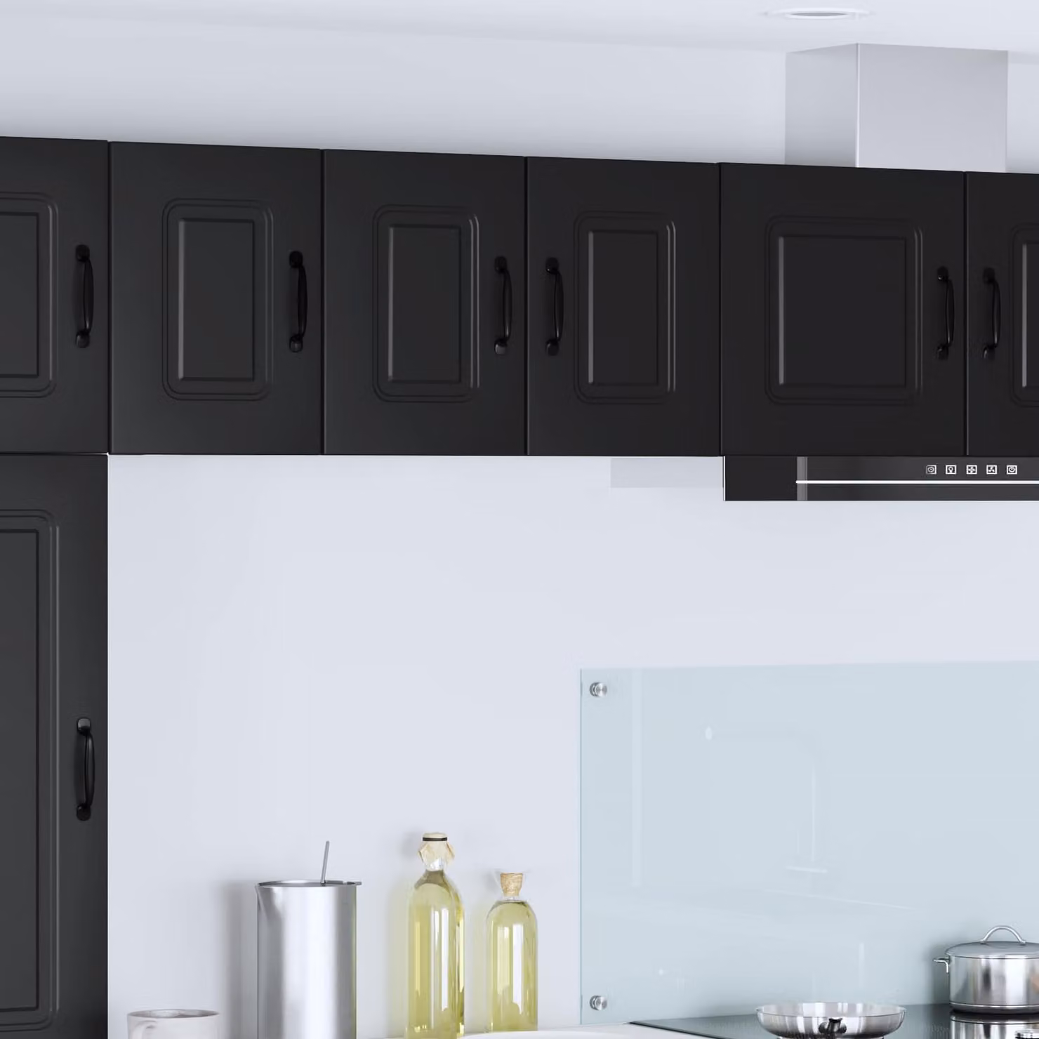 vidaXL Pannelli per pensili da cucina Kalmar, set da 2 pezzi, colore nero opaco, in MDF
