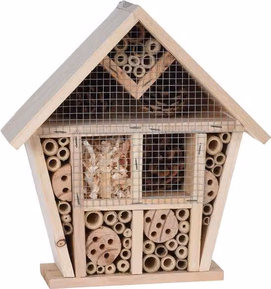 Hotel per insetti in legno per insetti volanti, api, coccinelle, farfalle, mosche da appendere 25 x 10 x 29 cm