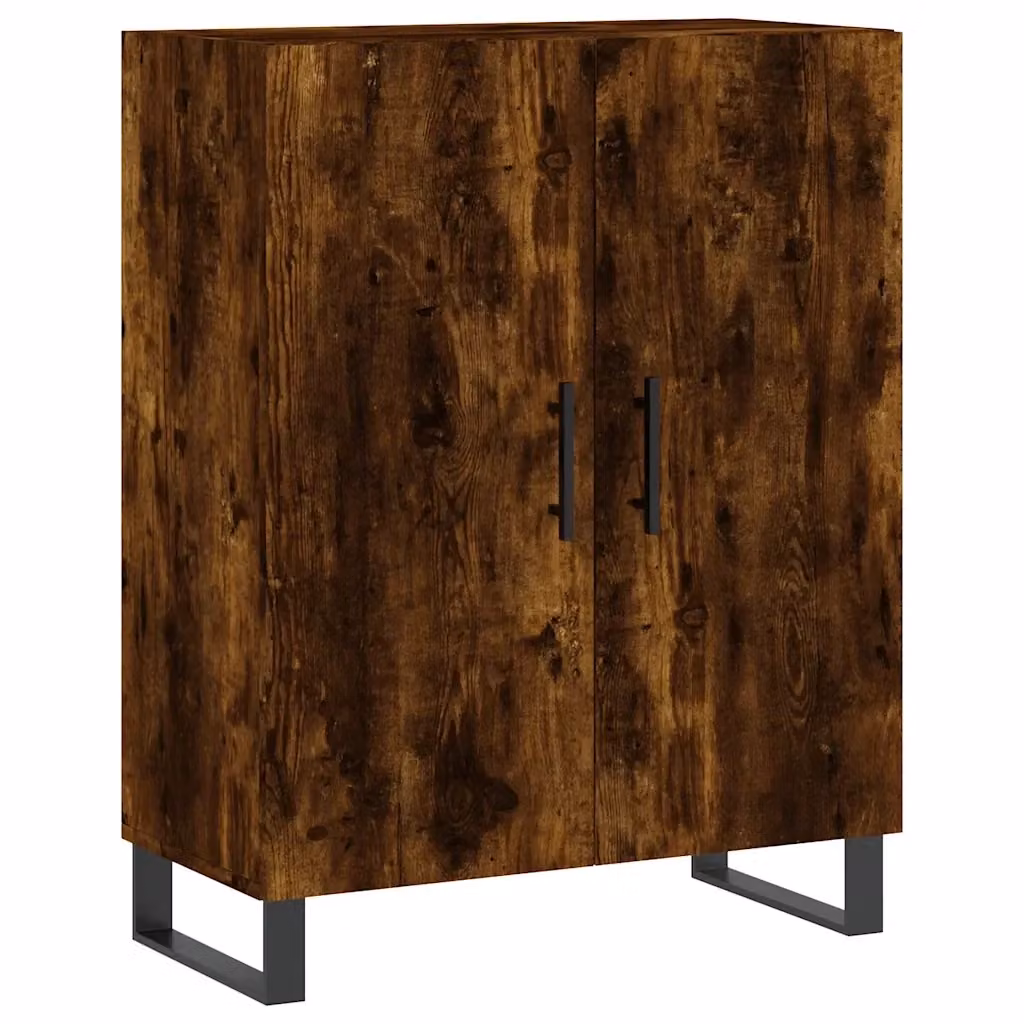 Credenza vidaXL in Rovere e Metallo, Colore Marrone, L: 69,5 cm, P: 34 cm, H: 90 cm – 2